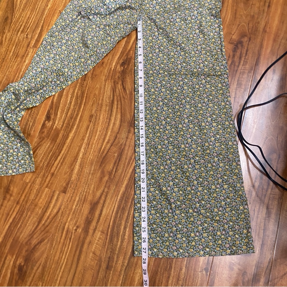 Vintage Young Eduardian by Arpeja Green Floral Wide Leg Pant Jumpsuit XS Boho - Picture 15 of 15